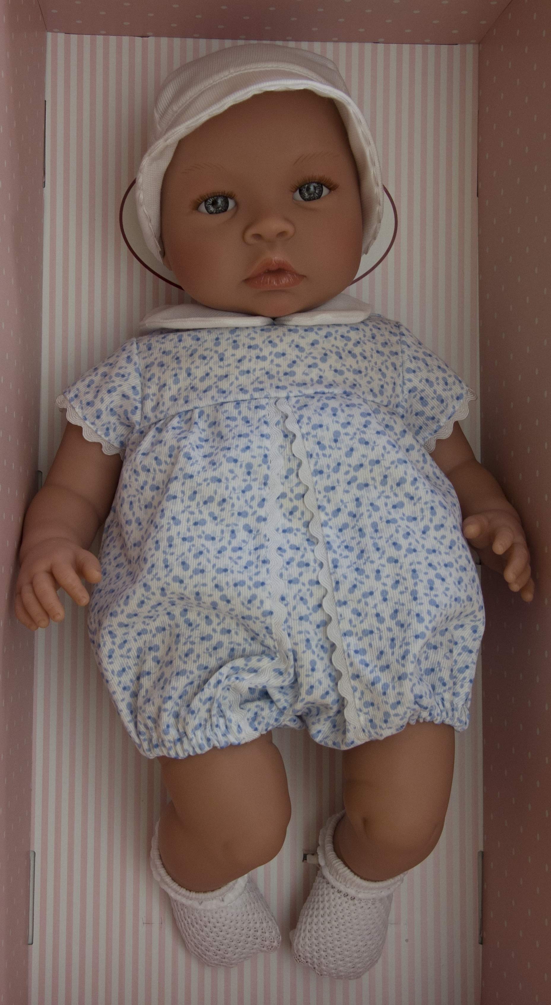 Realistické miminko - Lea nebo Leo - letní obleček do modra