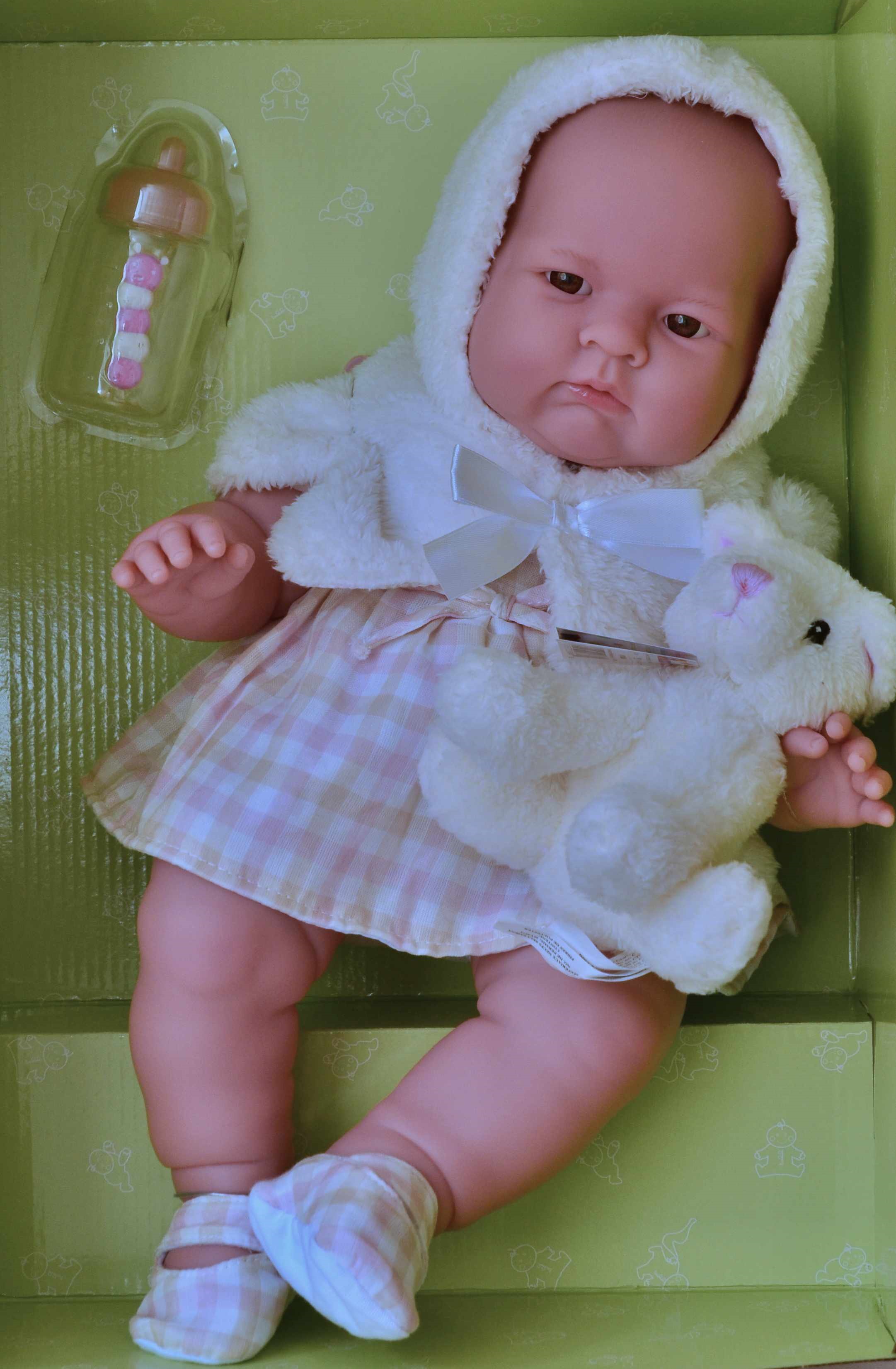 Realistické miminko - holčička -Lily v huňaté kapuce od firmy Berenguer