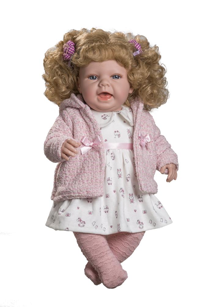 Realistická panenka Dobromila v růžovém svetříku od firmy Berjuan ze Španělska