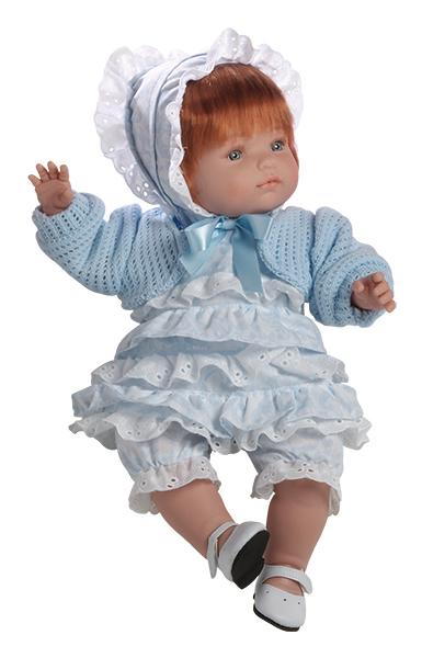 Realistická panenka holčička - Claudia ve světlých vyšívaných šatech f.Berjuan