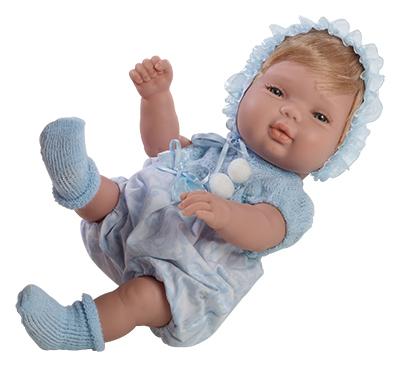 Realistické miminko Chlapeček v modrém oblečku od firmy Berjuan ze Španělska