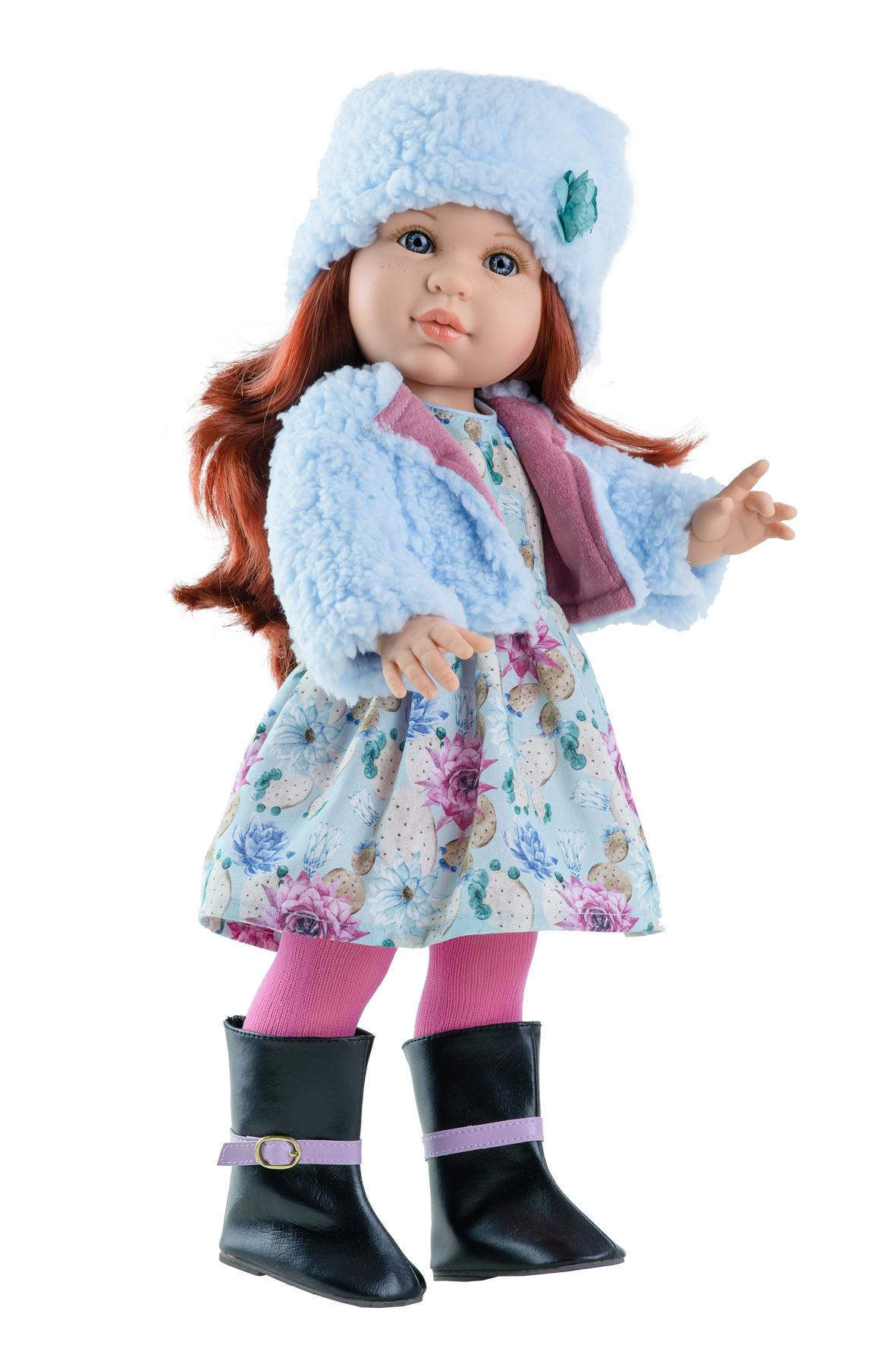 Realistická panenka Becky v modrém huňatém kabátku od f. Paola Reina