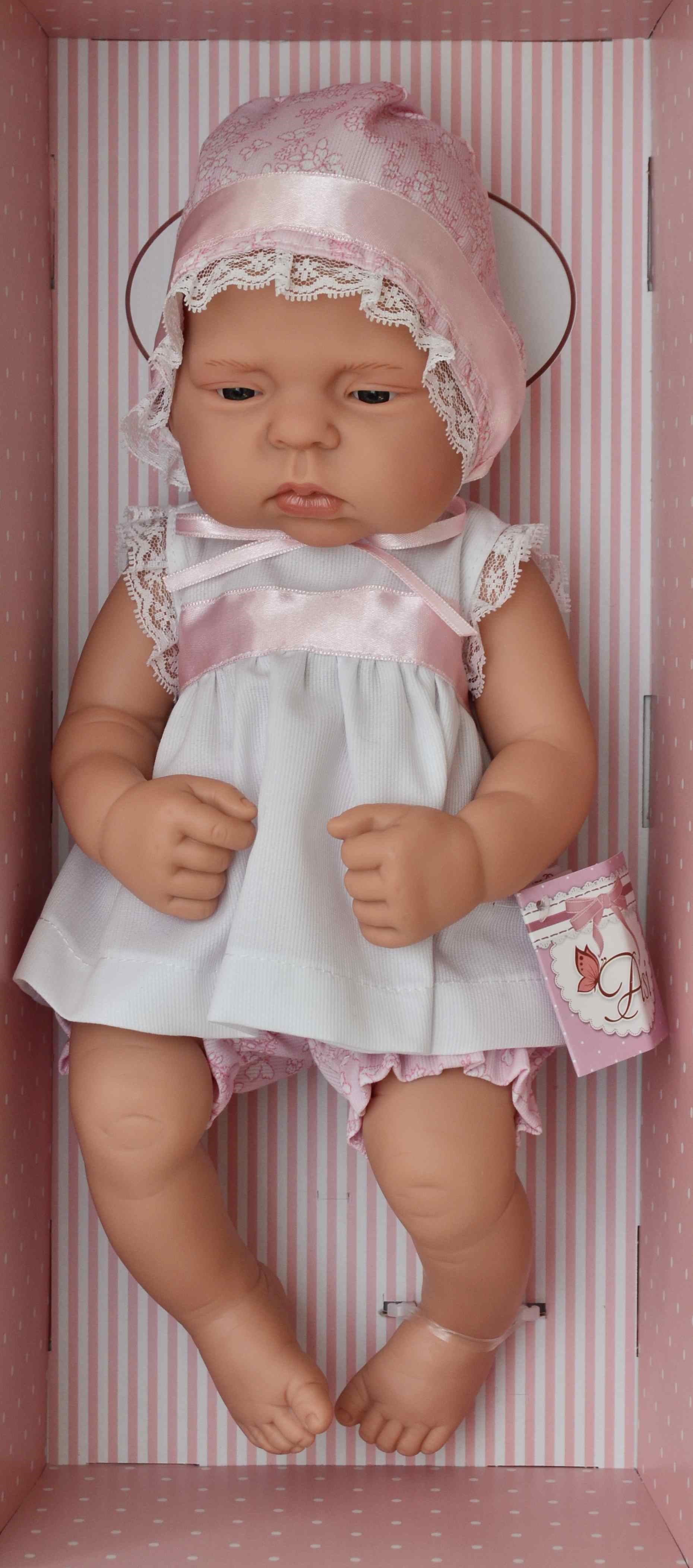 Realistické miminko - LUCÍA - bílé šaty od firmy ASIVIL