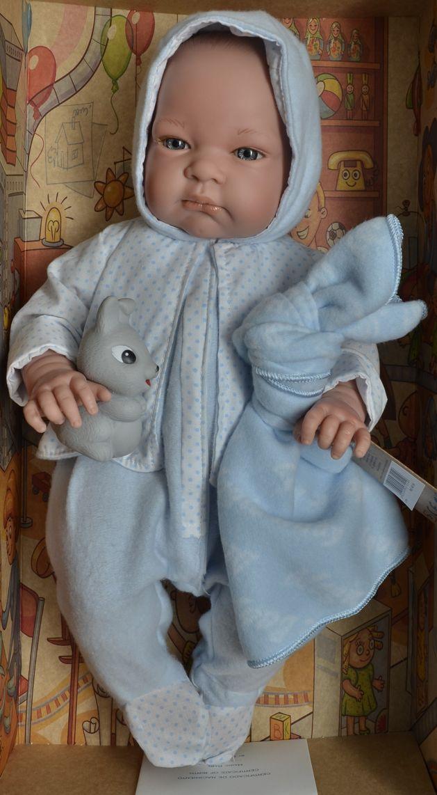 Realistické miminko - chlapeček - John ve světle modrém oblečku od firmy Lamagik