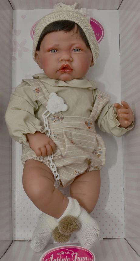 Realistické miminko - chlapeček s vlásky a kulichem od Antonio Juan