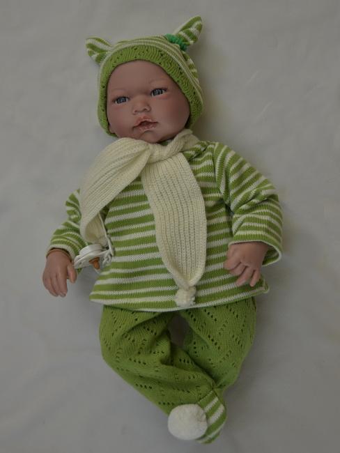 Realistické miminko chlapeček Samuel v zeleném