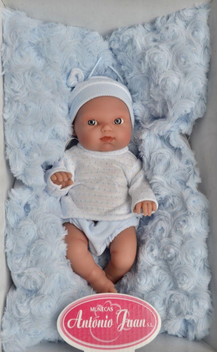 Realistická panenka - miminko- chlapeček Otík na modrém polštářku - z kolekce Mu