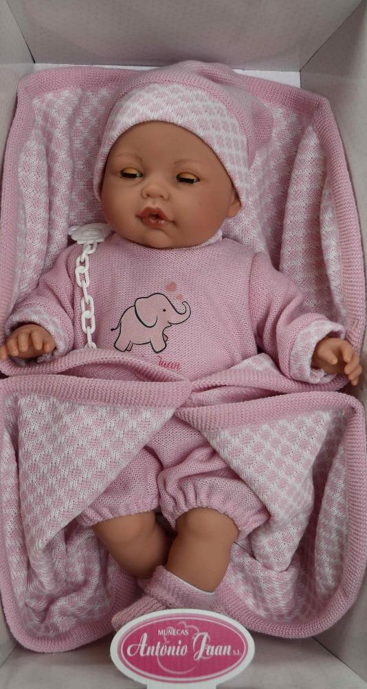 Realistické miminko - holčička - Bimba - mrkací se sloníkem na overalu od Antoni
