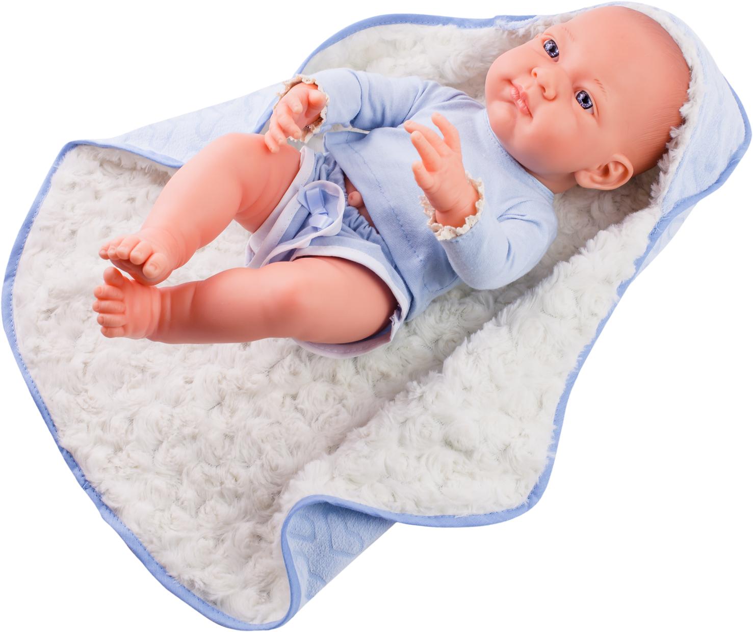 Realistické miminko - kluk - Pikolin na modrém ručníku
