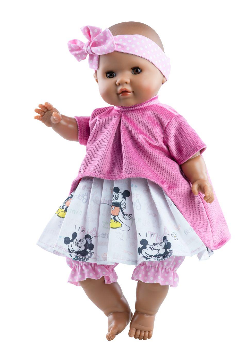 Realistické miminko - holčička Alberta v šatech s Mickey Mousem od firmy Paola R