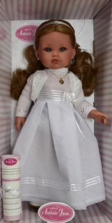 Realistická panenka Bella v bílém - světlé vlasy
