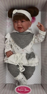 Realistické miminko - holčička Carla v šedém od Antonio Juan