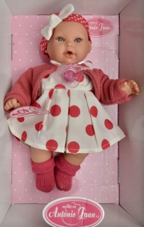 Realistická panenka - miminko- holčička Kika v puntíkovaných šatech 