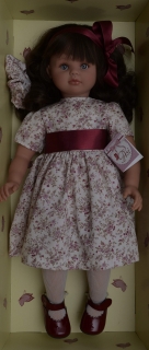 Realistická panenka PEPA - květované šaty - od firmy ASIVIL ze Španělska