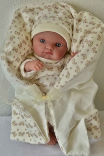 Realistická panenka - miminko-chlapeček Mufly ve spacím pytli - Jiřík od Antonio