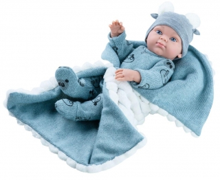 Realistické miminko - chlapeček - Minipikolin na modré dečce