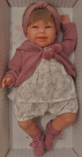 Realistické miminko - holčička Martina s vlásky a čelenkou od Antonio Juan