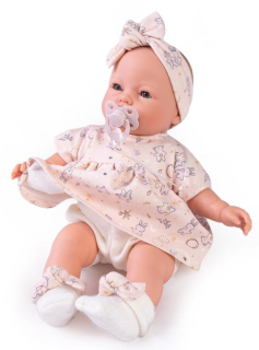 Realistické miminko - mrkací holčička - Bimba s růžovou dečkou